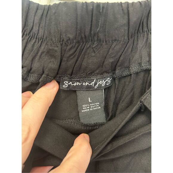 Sam and Jess NWT Black A-Line Rayon Belted Skirt, Sz Large, MSRP $69 - Picture 4 of 8